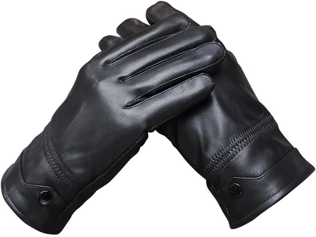 Tillonetiy Men's Winter Genuine Sheepskin Gloves, Touch Screen Warm Leather Gloves for Men, Cashmere Lined Outdoor Driving - Image 1